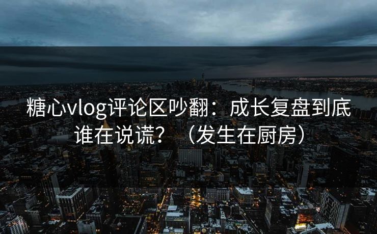 糖心vlog评论区吵翻：成长复盘到底谁在说谎？（发生在厨房）