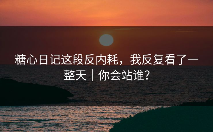 糖心日记这段反内耗，我反复看了一整天｜你会站谁？
