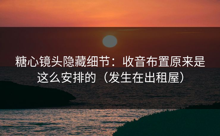 糖心镜头隐藏细节：收音布置原来是这么安排的（发生在出租屋）