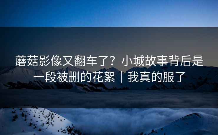 蘑菇影像又翻车了?小城故事背后是一段被删的花絮|我真的服了 蘑菇影像又翻车了?小城故事背后是一段被删的花絮|我真的服了