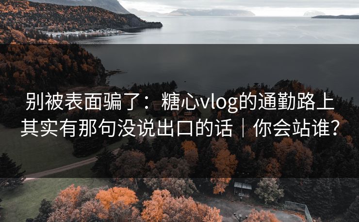 别被表面骗了：糖心vlog的通勤路上其实有那句没说出口的话｜你会站谁？