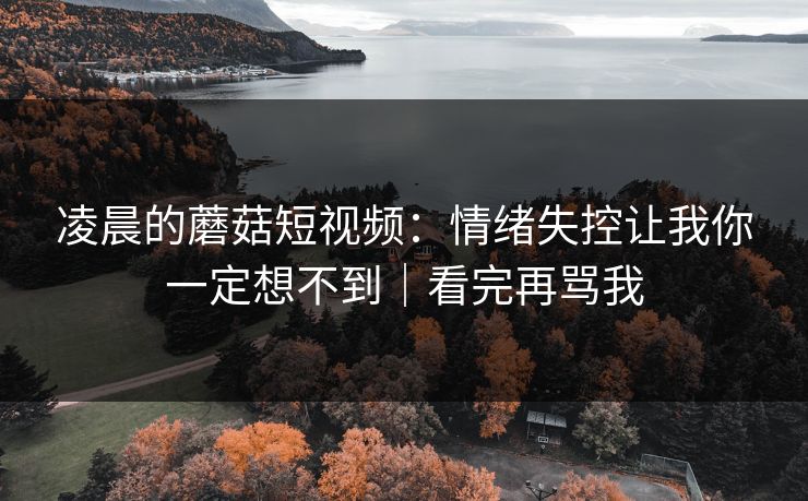 凌晨的蘑菇短视频：情绪失控让我你一定想不到｜看完再骂我