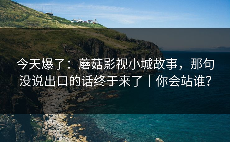 今天爆了：蘑菇影视小城故事，那句没说出口的话终于来了｜你会站谁？